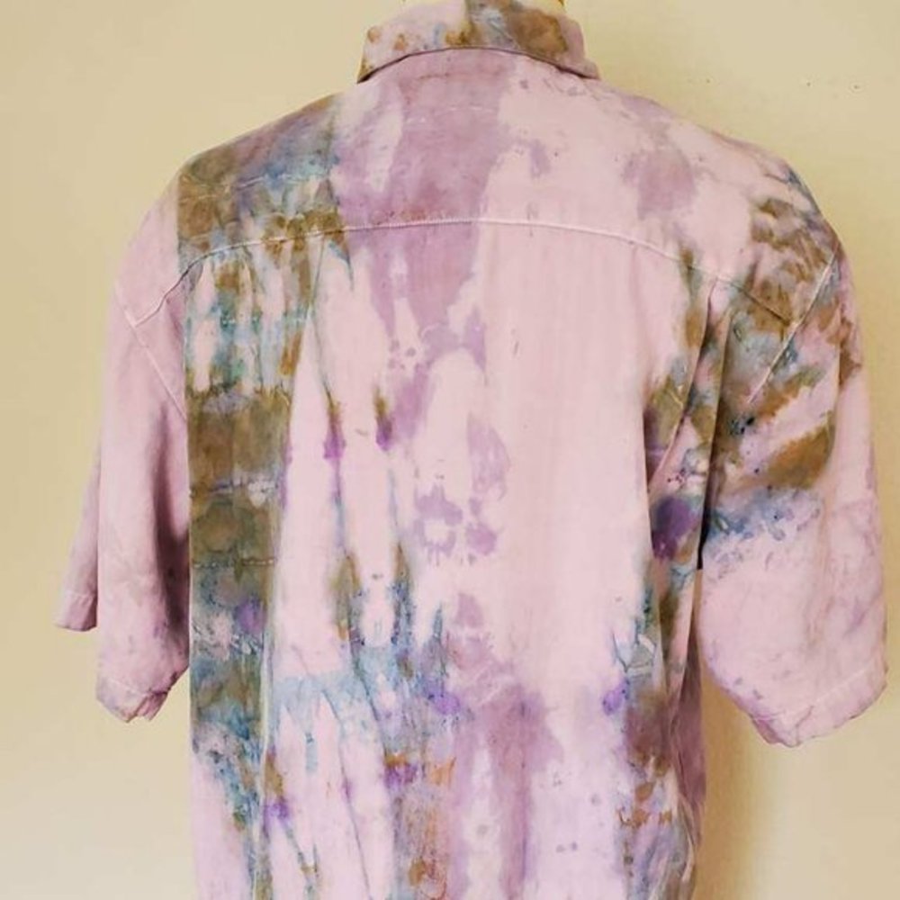 Painted Tommy bahama silk shirt pink blue purple gray unisex resort dyed edition